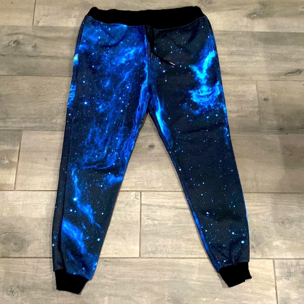 Men’s galaxy drawstring joggers size large